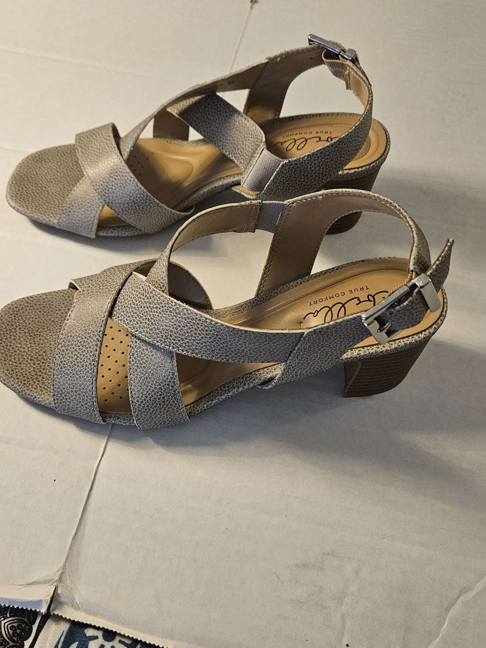 Abella Putty Pebble Taupe Cross-Strap Block Heel Sandals